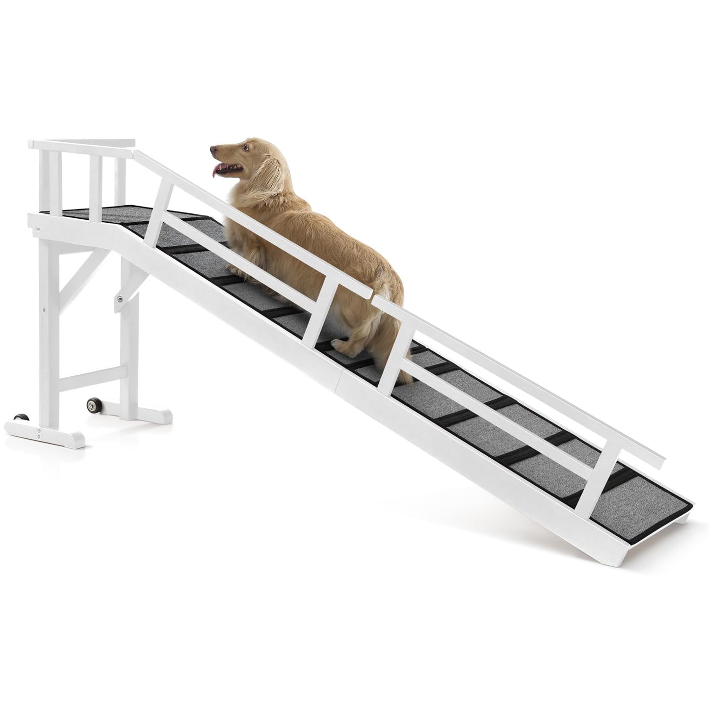 Wooden Pet Ramp with Side Rails and Platform