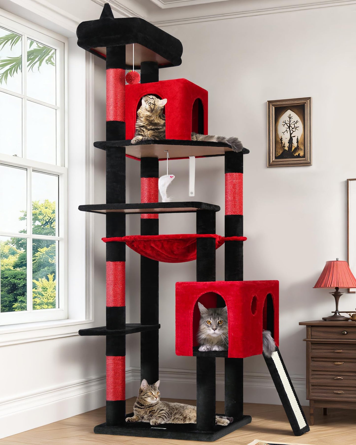 70-Inch Heavy-Duty Cat Tree with Condo & Hammock