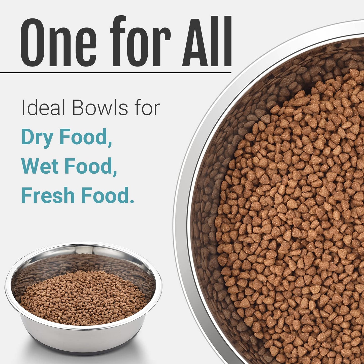 Ceramic Pet Food & Water Bowl Set with Wooden Stand