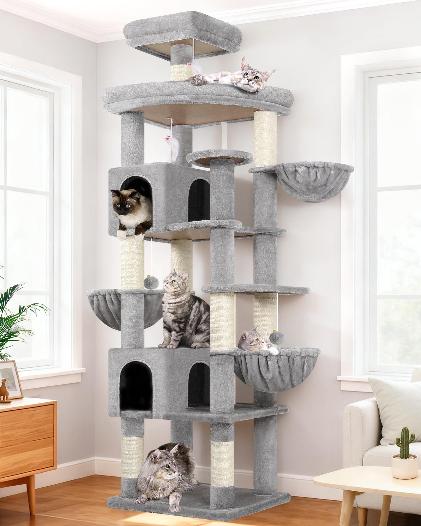 82-Inch Heavy-Duty Cat Tree with Condos & Perches
