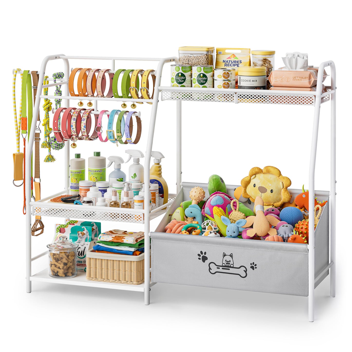 Large Pet Toy Storage Cabinet with Leash Hook