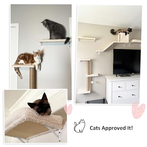 4-Piece Cat Wall Furniture Set with Scratching Post