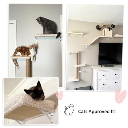 4-Piece Cat Wall Furniture Set with Scratching Post