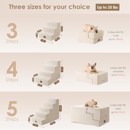 Extra Wide Pet Stairs Ramp for Beds and Couches
