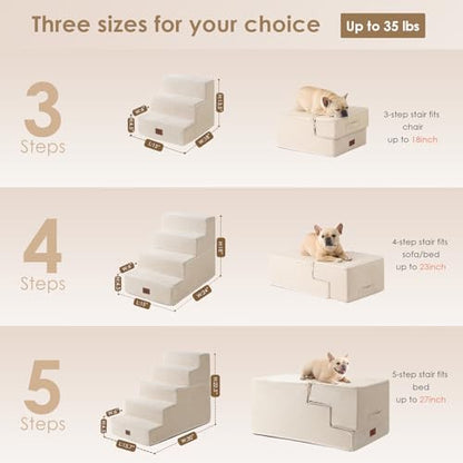 Extra Wide Pet Stairs Ramp for Beds and Couches