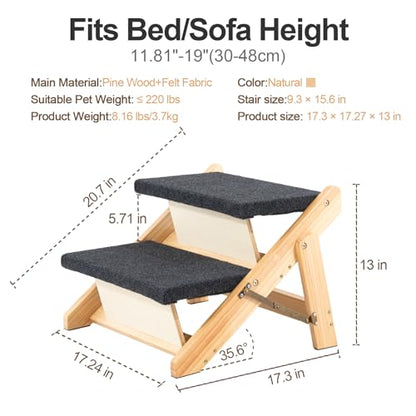 Foldable 2-Level Pet Stairs and Ramp for Beds