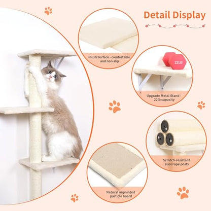 5-Piece Cat Wall Furniture Set with House & Bridge