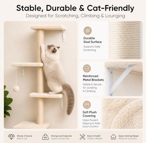 5-Piece Cat Wall Furniture Set with House & Bridge