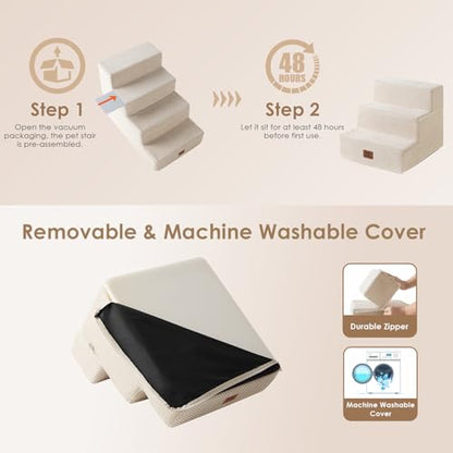 Extra Wide Pet Stairs Ramp for Beds and Couches