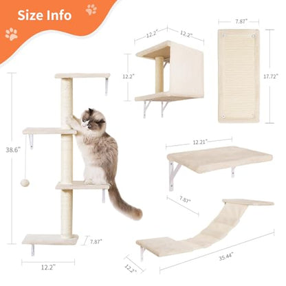 5-Piece Cat Wall Furniture Set with House & Bridge