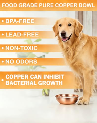 Pure Copper Pet Bowl for Dogs and Cats