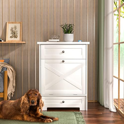 Elevated Pet Feeding Station with Storage Cabinet