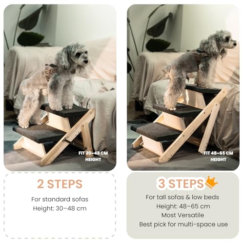 Foldable 2-Level Pet Stairs and Ramp for Beds