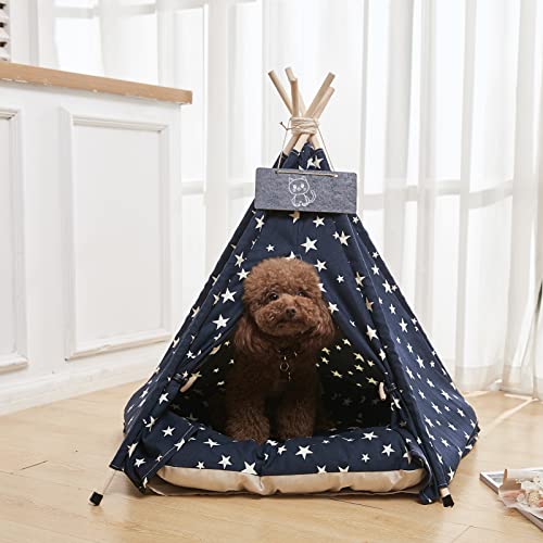 Pet Teepee Tent Bed with Cushion for Dogs & Cats