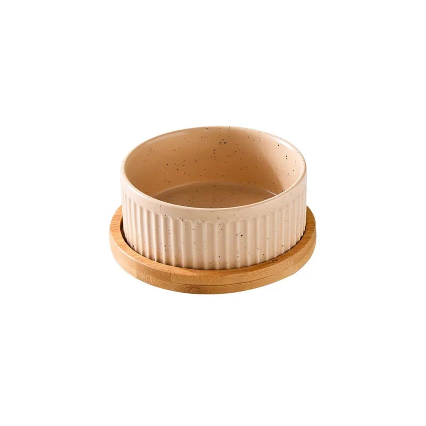 Ceramic Pet Bowl Set with Wooden Stand
