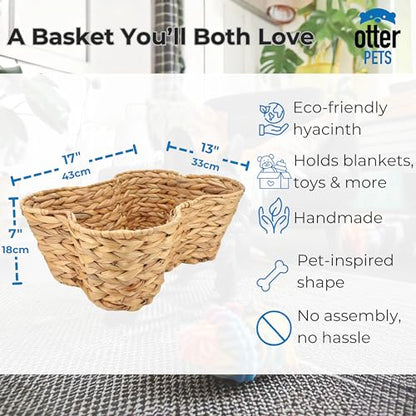 Wicker Pet Toy Storage Basket Bone Shape Organizer