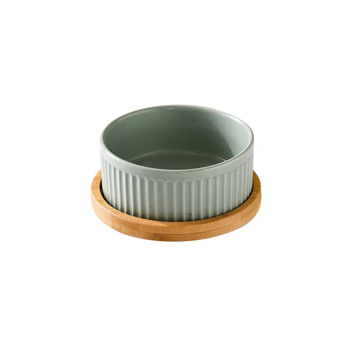 Ceramic Pet Bowl Set with Wooden Stand