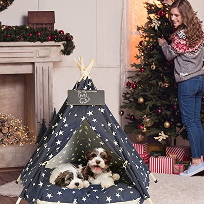 Pet Teepee Tent Bed with Cushion for Dogs & Cats