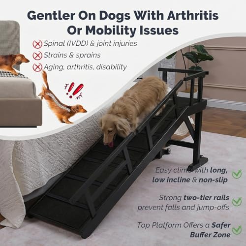 Wooden Pet Ramp with Side Rails and Platform
