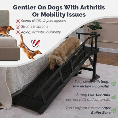 Wooden Pet Ramp with Side Rails and Platform