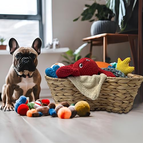Wicker Pet Toy Storage Basket Bone Shape Organizer
