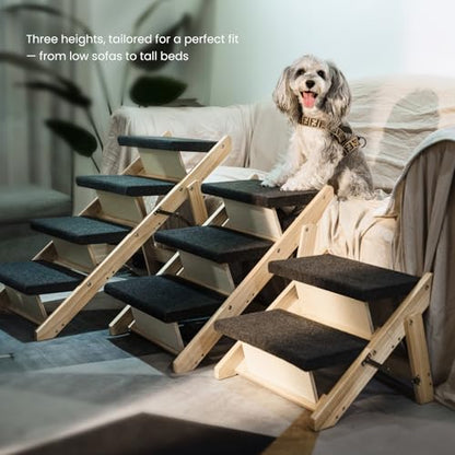 Foldable 2-Level Pet Stairs and Ramp for Beds