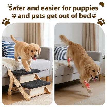 Foldable 2-Level Pet Stairs and Ramp for Beds