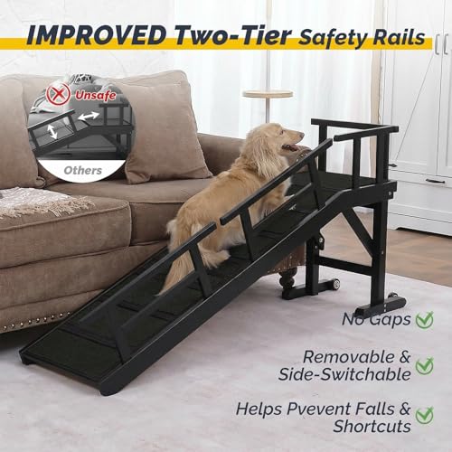 Wooden Pet Ramp with Side Rails and Platform