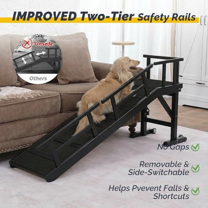 Wooden Pet Ramp with Side Rails and Platform