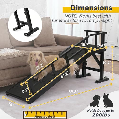 Wooden Pet Ramp with Side Rails and Platform