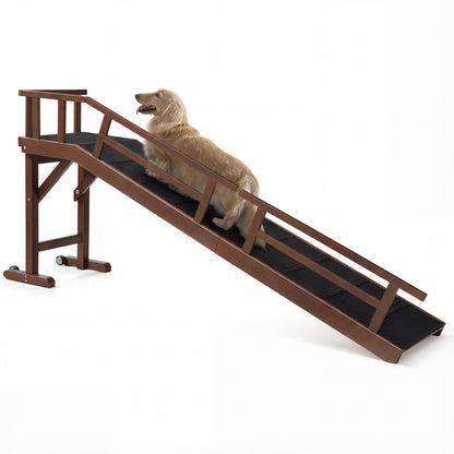 Wooden Pet Ramp with Side Rails and Platform