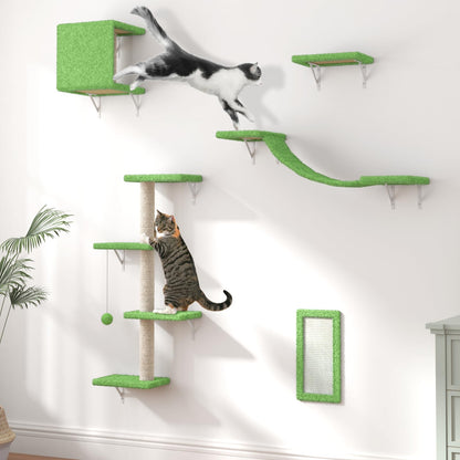 5-Piece Cat Wall Furniture Set with House & Bridge