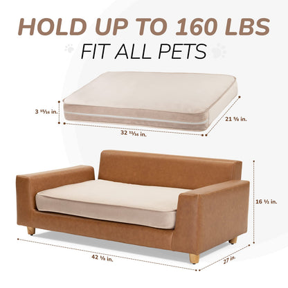 Velvet Pet Sofa Bed with Supportive Cushion