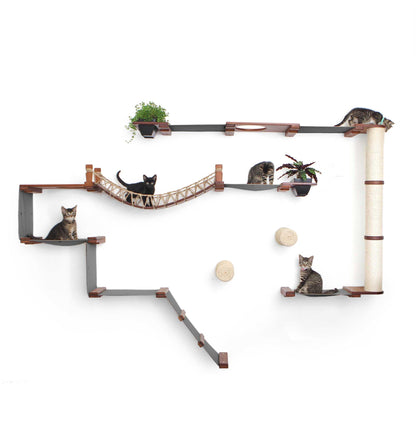Modern Cat Condo Wall Set with Hammocks & Bridge