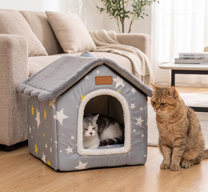 Portable Pet Cave Bed with Memory Cushion