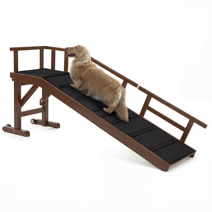 Wooden Pet Ramp with Side Rails and Platform