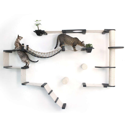Modern Cat Condo Wall Set with Hammocks & Bridge