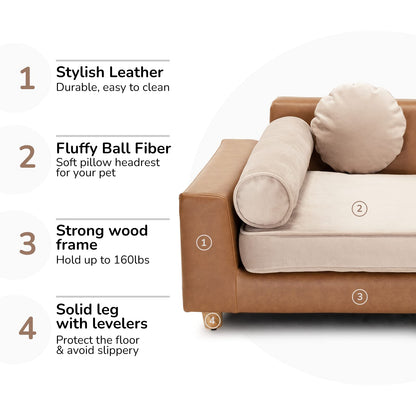 Velvet Pet Sofa Bed with Supportive Cushion