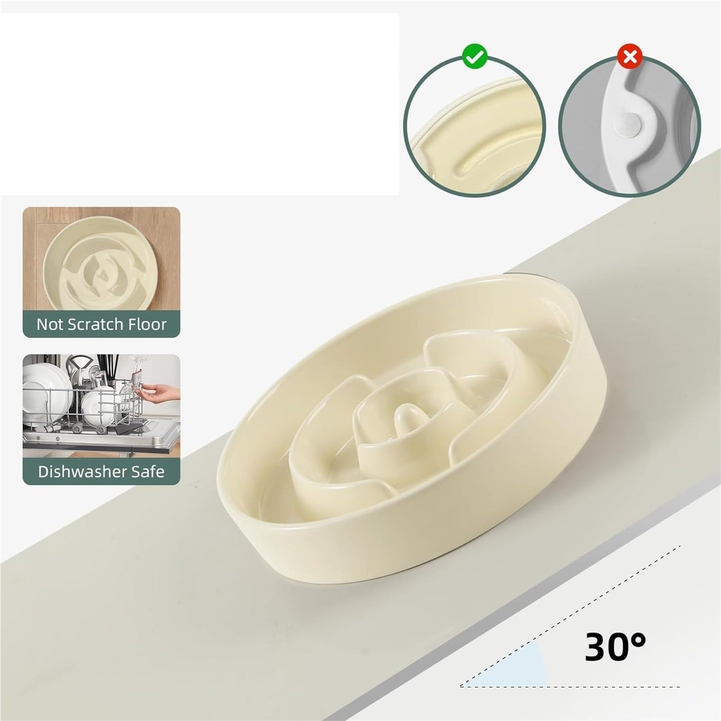 Elevated Slow Feeder Pet Bowl with Wooden Stand