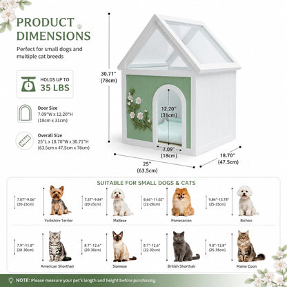 Solid Wood Indoor Pet House with Cushion Bed