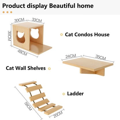 Cat Wall Furniture Set with Shelves and Bridge