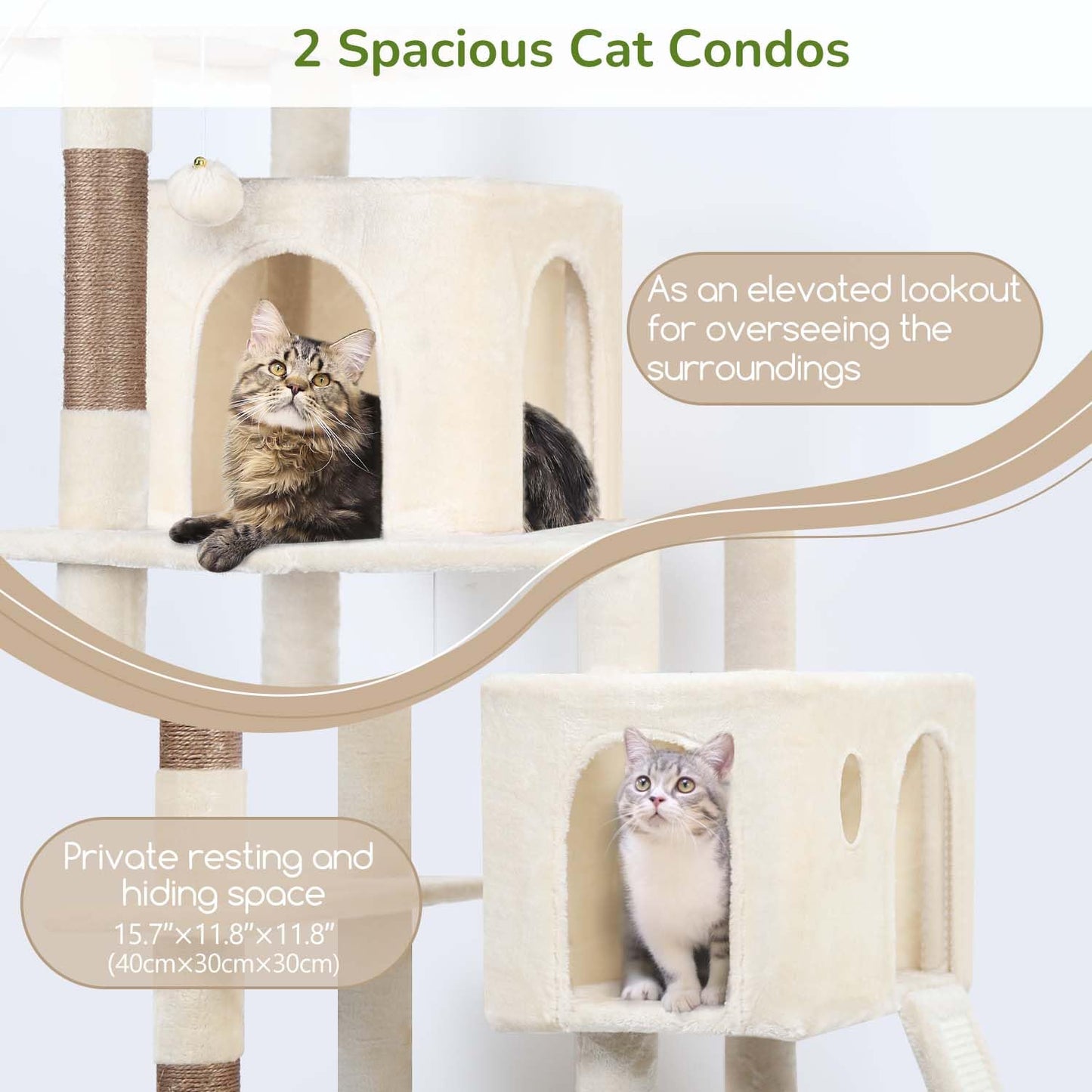 70-Inch Heavy-Duty Cat Tree with Condo & Hammock