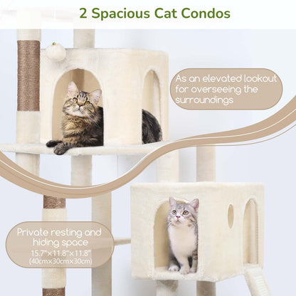 70-Inch Heavy-Duty Cat Tree with Condo & Hammock