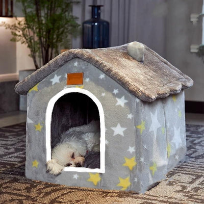 Portable Pet Cave Bed with Memory Cushion