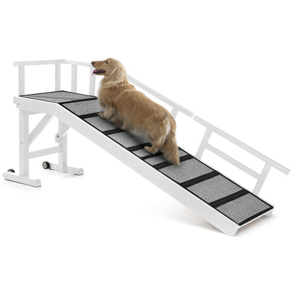 Wooden Pet Ramp with Side Rails and Platform