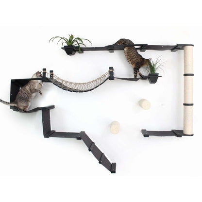 Modern Cat Condo Wall Set with Hammocks & Bridge