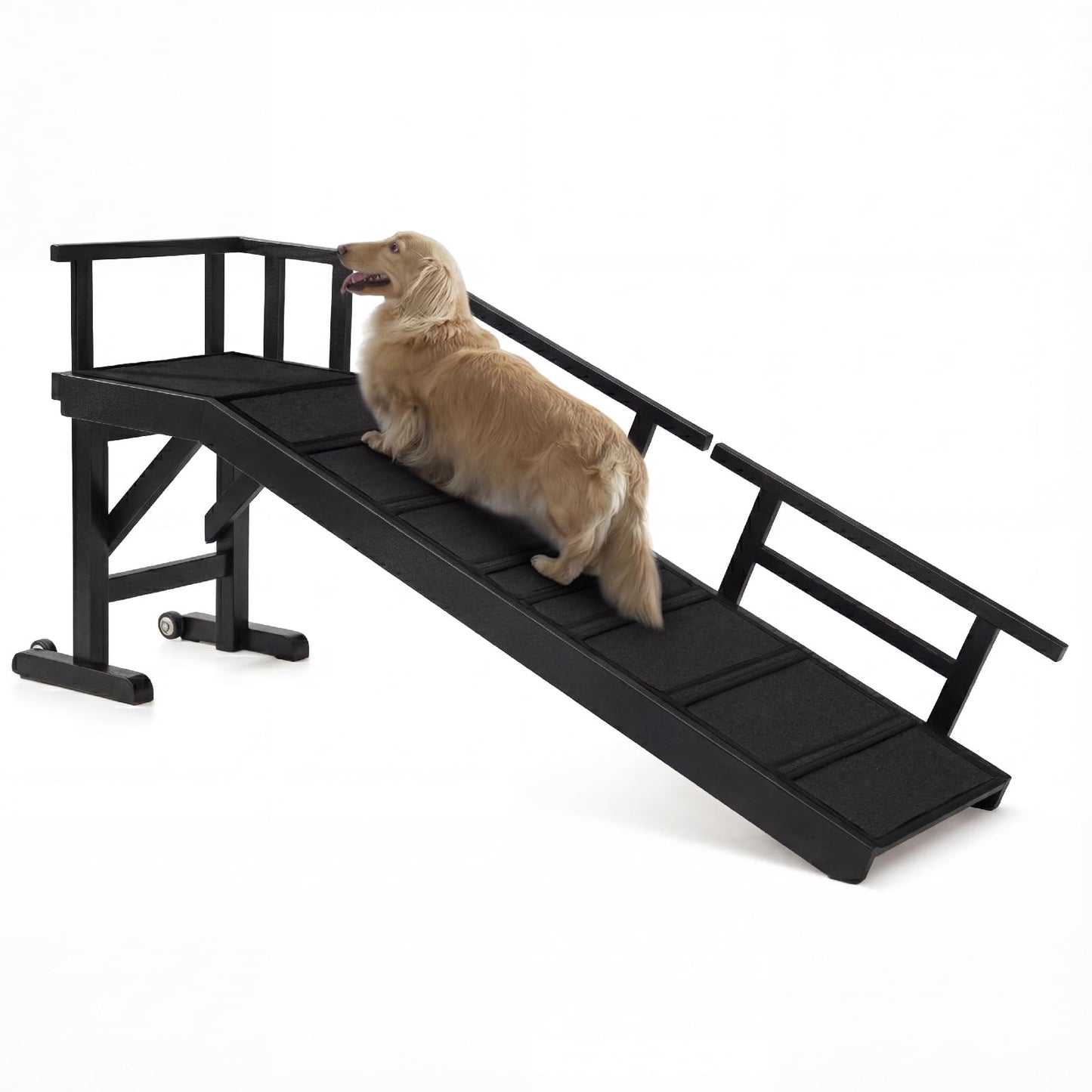 Wooden Pet Ramp with Side Rails and Platform