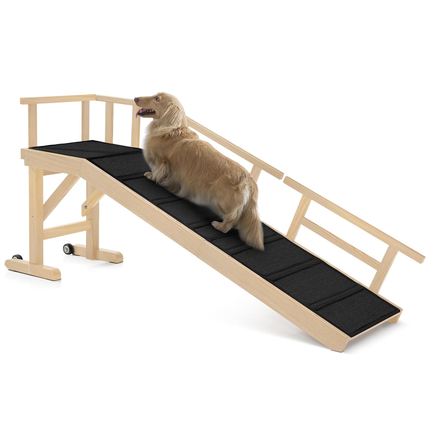 Wooden Pet Ramp with Side Rails and Platform