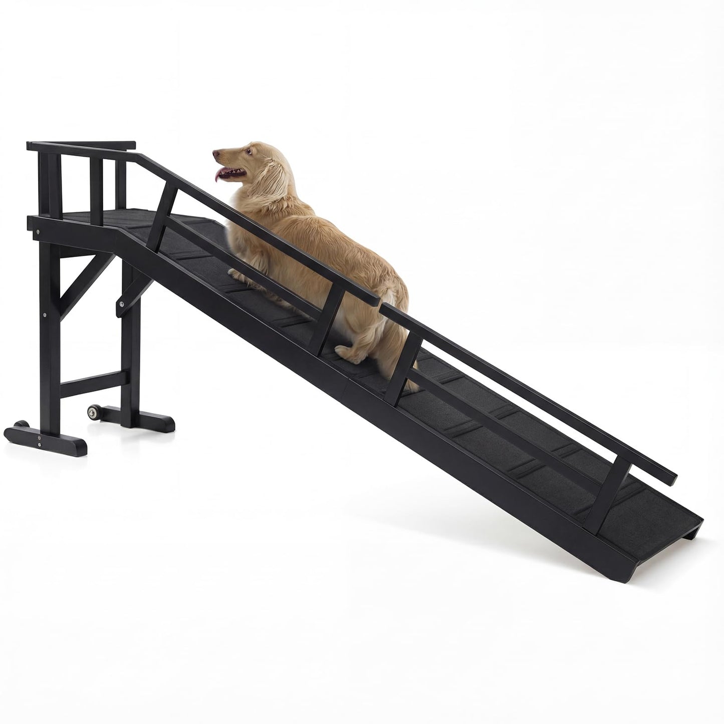 Wooden Pet Ramp with Side Rails and Platform