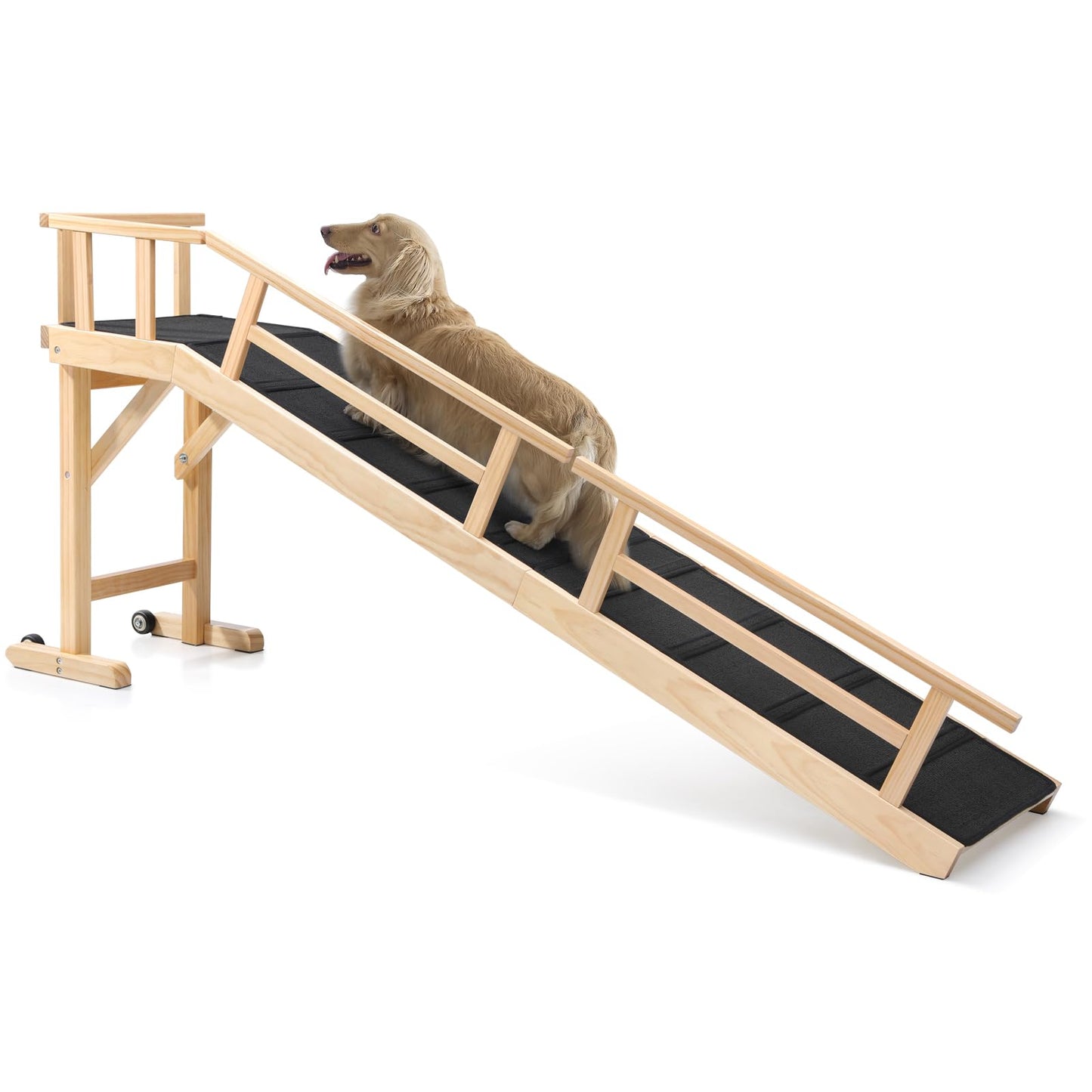 Wooden Pet Ramp with Side Rails and Platform